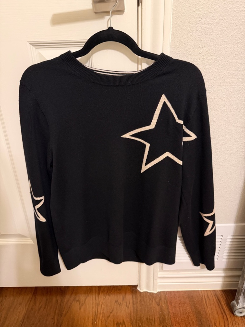 Trina Turk Black Star Intarsia Knit Sweater - White Star Detail